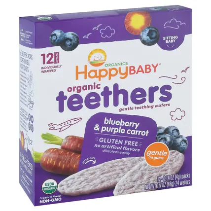 HappyBaby Organics Sitting Baby Blue & Purple Carrot Teethers 12 - 0.14 oz Packs