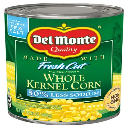 Fresh Cut 50% Less Sodium Whole Kernel Corn 15.25 oz Can