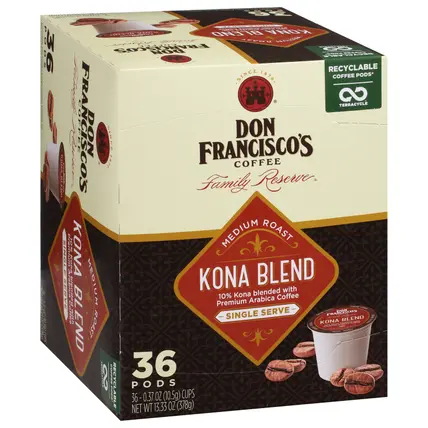 Don Francisco's Family Reserve Single Serve Cups Medium Roast Kona Blend Coffee 36 - 0.37 oz Pods