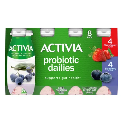 Activia 8 Pack Lowfat Strawberry/Blueberry Flavor Yogurt Drink 8 ea