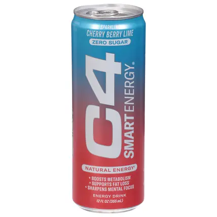 C4 Smart Energy Zero Sugar Sparkling Cherry Berry Lime Energy Drink 12 fl oz