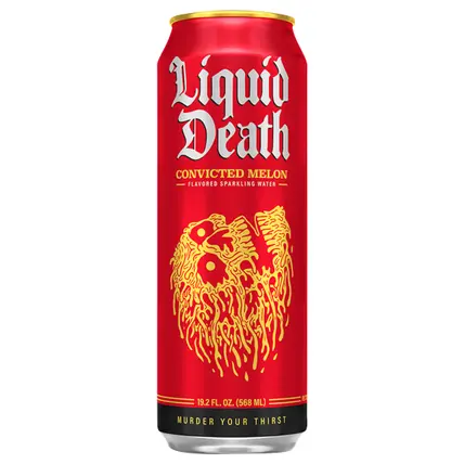 Liquid Death Sparkling Water, Convicted Melon 19.2 oz King Size Can