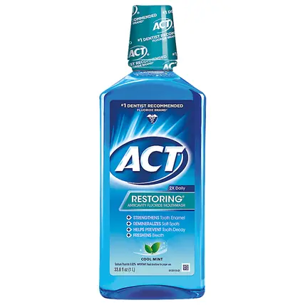 ACT Restoring Anticavity Fluoride Cool Mint Mouthwash 33.8 oz