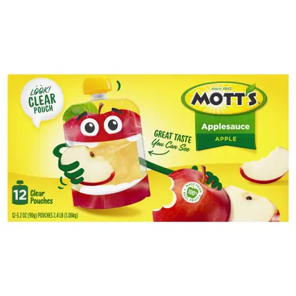 Mott's Original Applesauce, 3.2 oz clear pouches, 12 count