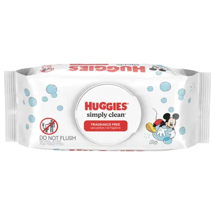 Simply Clean Unscented Baby Wipes, 1 Flip-Top Pack (64 Wipes Total)