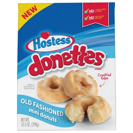 HOSTESS DONETTES Old Fashioned Mini Donuts, Poppable Snack, Resealable Bag, Great Traditional Taste - 10.5 oz.