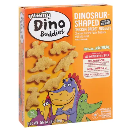 Yummy Dino Buddies Dinosaur-Shaped Chicken Breast Nuggets 56 oz Box