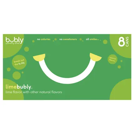 Bubly Sparkling Water Lime Flavor 12 Fl Oz 8 Count Can