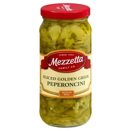 Mezzetta Sliced Medium Heat Golden Greek Peperoncini 16 oz