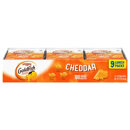 Goldfish 9 Lunch Packs Cheddar Baked Snack Crackers 9 - 1 oz Packs