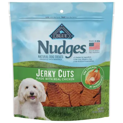 Blue Buffalo Nudges Jerky Cuts Natural Dog Treats, Chicken, 10oz Bag