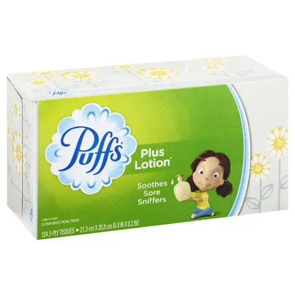 Puffs Plus Lotion 2-Ply Lotion White Facial Tissues 124 ea