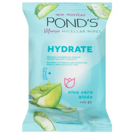 Pond's Hydrate Aloe Vera + Vit B3 Vitamin Micellar Wipes 25 ea