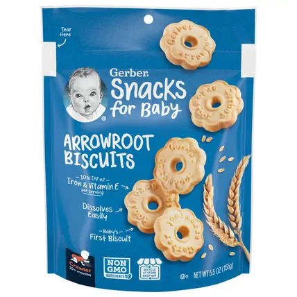 Snacks for Baby Arrowroot Biscuits 5.5 oz Snacks Pouch