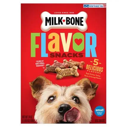 Milk-Bone Flavor Snacks Small Dog Biscuits, Flavored Crunchy Dog Treats, 24 Oz.