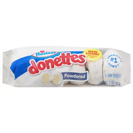 Hostess Donettes Mini Powdered Donuts 6 Donuts 6 ea