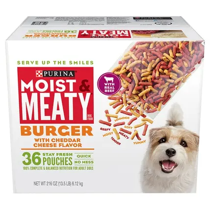 Purina, Dog Food, Moist & Meaty, Burger, with Cheddar Cheese Flavor 