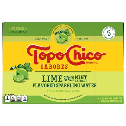 Sabores Lime With Mint Extract Cans, 12 fl oz, 8 Pack