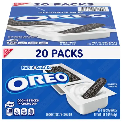 Handi-Snacks OREO Cookie Sticks 'N Creme Dip Snack Packs, 20 Snack Packs