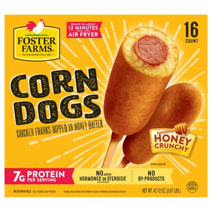 Foster Farms Chicken Corn Dogs, 2.67 oz.,16  count box, 2.67 lb. Box