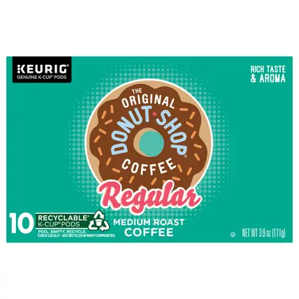The Original Donut Shop Regular Keurig Single-Serve K-Cup Pods, Medium Roast Coffee, 10 Count