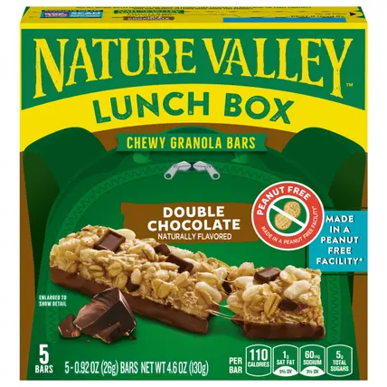 Nature Valley Lunchbox Double Chocolate Chewy Granola Bars 5 Count, 4.6 OZ