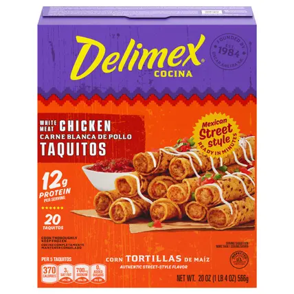 White Meat Chicken Taquitos Frozen Snacks, 20 ct Box