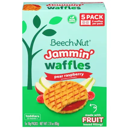 Toddlers (12 Months+) Jammin' Pear Raspberry Waffles 5 - 16 g Packs