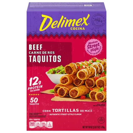 Beef Taquitos Frozen Snacks, 50 ct Box