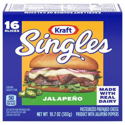 Kraft Singles Jalapeño Slices, 10.7 oz, 16 ct Pack