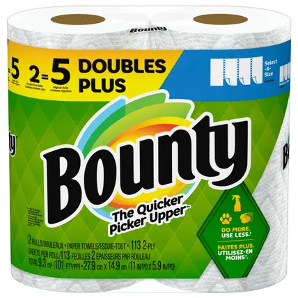 Select-A-Size Paper Towels, 2 Double Plus Rolls, White, 113 Sheets Per Roll