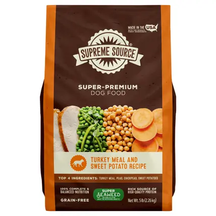 Supreme Source Grain-Free Super-Premium Turkey Meal and Sweet Potato Recipe Dog Food 5 lb