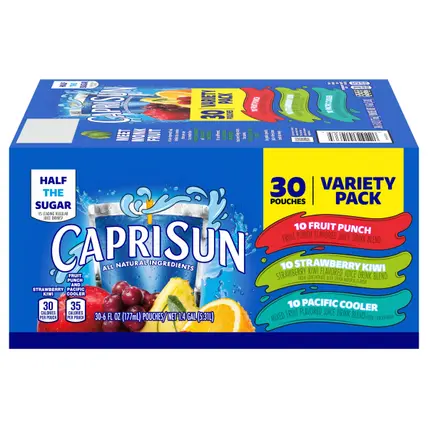 Fruit Punch, Strawberry Kiwi and Pacific Cooler Flavored Juice Drink Blend Variety Pack, 30 ct Box, 6 fl oz Pouches