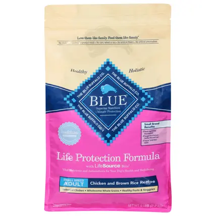 Blue Buffalo Blue Life Protection Formula Natural Small Breed Adult Chicken and Brown Rice Recipe Food for Dogs 5 lb