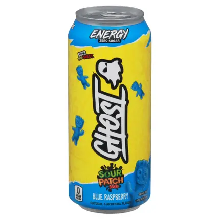 Ghost Zero Sugar Sour Patch Kids Blue Raspberry Energy Drink 16 fl oz