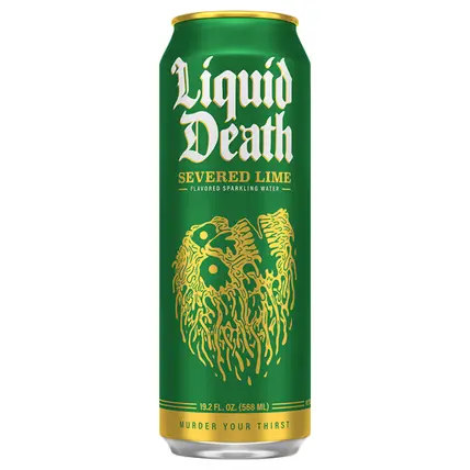 Liquid Death Sparkling Water, Severed Lime 19.2 oz King Size Can