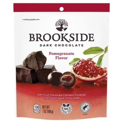 BROOKSIDE Dark Chocolate and Pomegranate Flavored Snacking Chocolate Bag, 7 oz