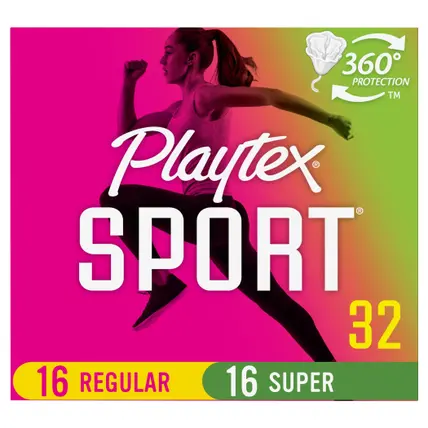 Playtex Sport Plastic Tampons Unscented Multi-Pack 16 Regular & 16 Super, 36ct