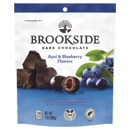BROOKSIDE Dark Chocolate, Acai and Blueberry Flavored Snacking Chocolate Bag, 7 oz