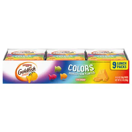 Goldfish 9 Lunch Packs Colors Cheddar Baked Snack Crackers Pack 9 ea