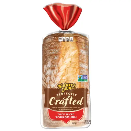 Nature's Own Perfectly Crafted Sourdough Bread, Thick Sliced Non-GMO Sourdough Bread, 22 oz Loaf