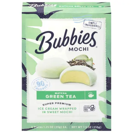 Bubbies Matcha Green Tea Mochi 6 - 1.25 oz ea