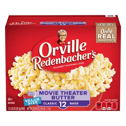 's Movie Theater Butter Microwave Popcorn, 3.29 Ounce Classic Bag, 12-Count