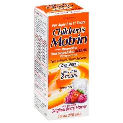Children's Motrin Dye-Free Non-Staining Original Berry Flavor Pain Reliever/Fever Reducer 4 oz