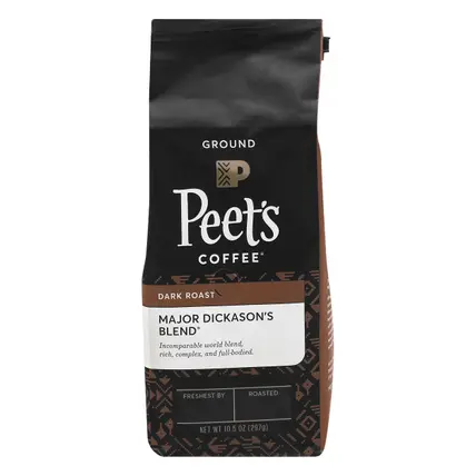 Peets Coffee Ground Dark Roast Major Dickason's Blend Coffee 10.5 oz