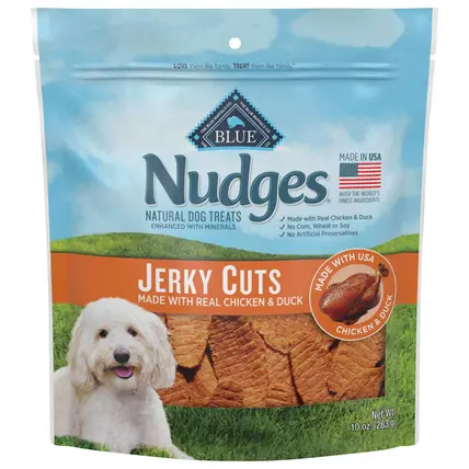 Blue Buffalo Nudges Jerky Cuts Natural Dog Treats, Duck, 10oz Bag
