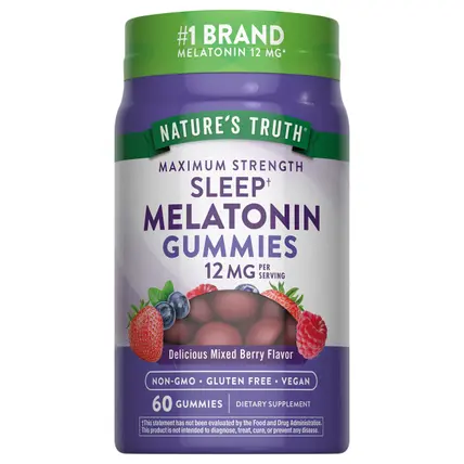 12 mg Natural Mixed Berry Flavor Melatonin 60 Gummies