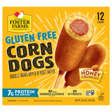 Foster Farms Gluten Free Chicken Corn Dogs, 12 Count, 2 lb. Box