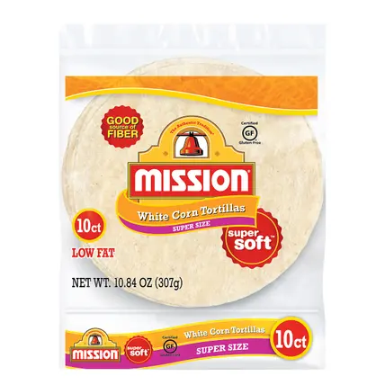 Mission Super Size Super Soft Low Fat White Corn Tortillas 10.0 ea
