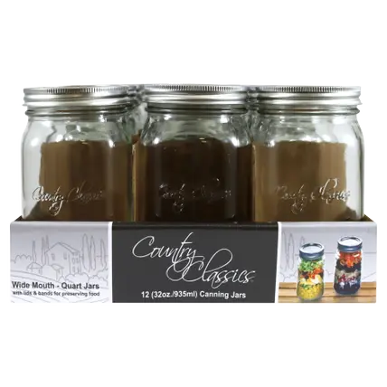 Regular Mouth Glass Canning Jar with Lids & Bands - 32 oz